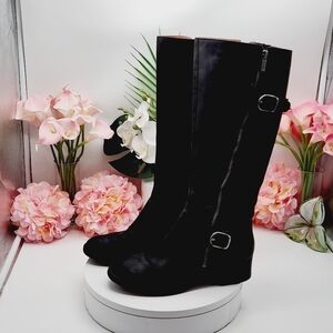 Lucky Brand Hoxy Black Leather Boots Size 8